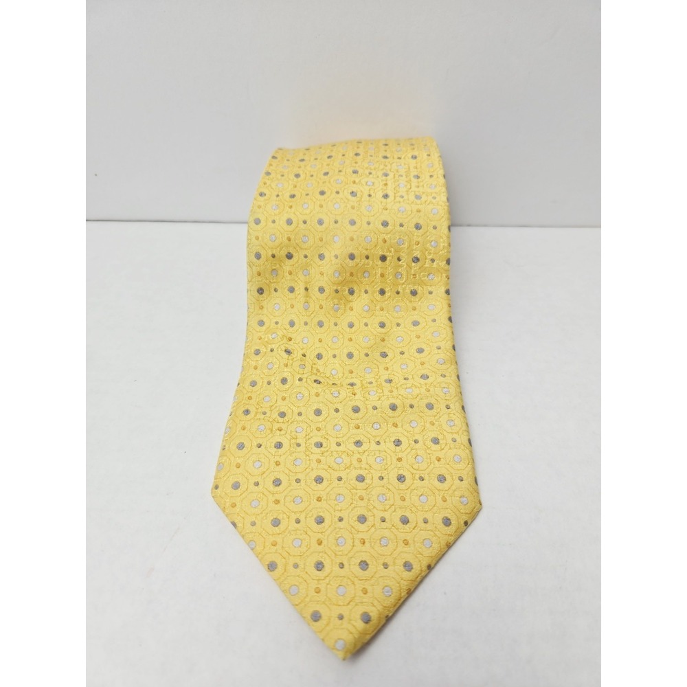 Canali Men's Tie Italy yellow pattern %100‎ silk